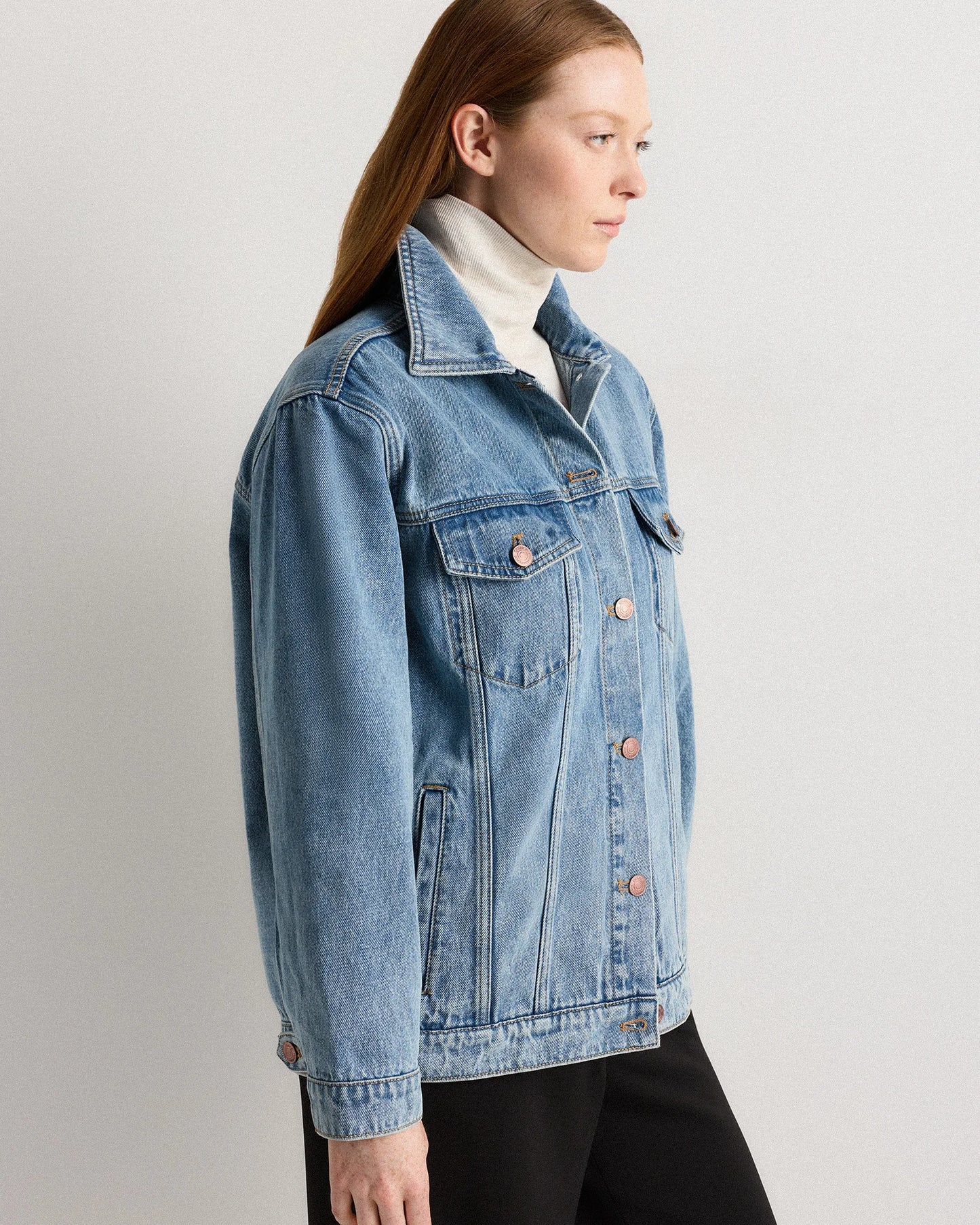 100% Organic Cotton Oversized Denim Jacket - XS / Washed Black