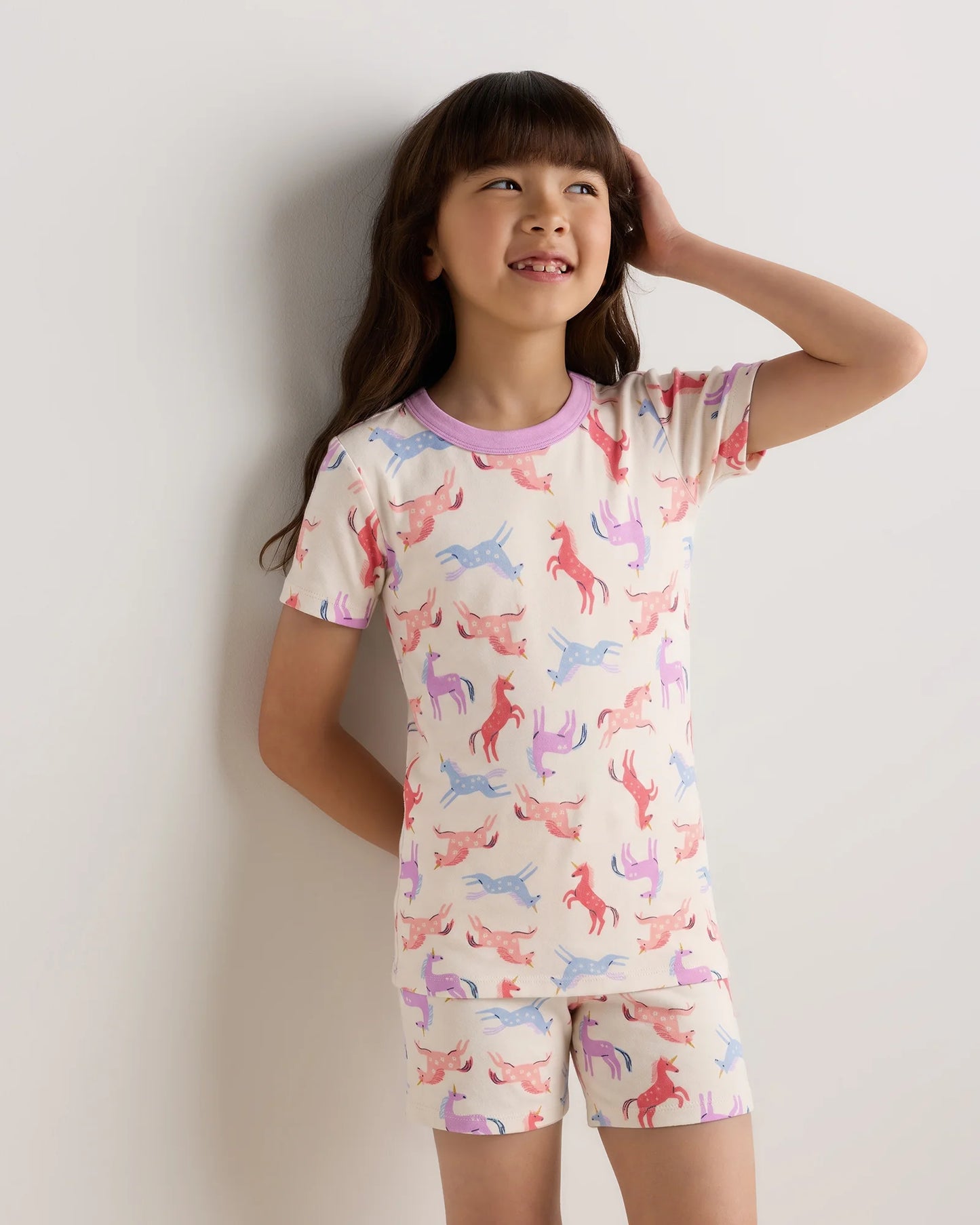 100% Organic Cotton Short Sleeve and Shorts Pajama Set - 6 / Navy Stripe