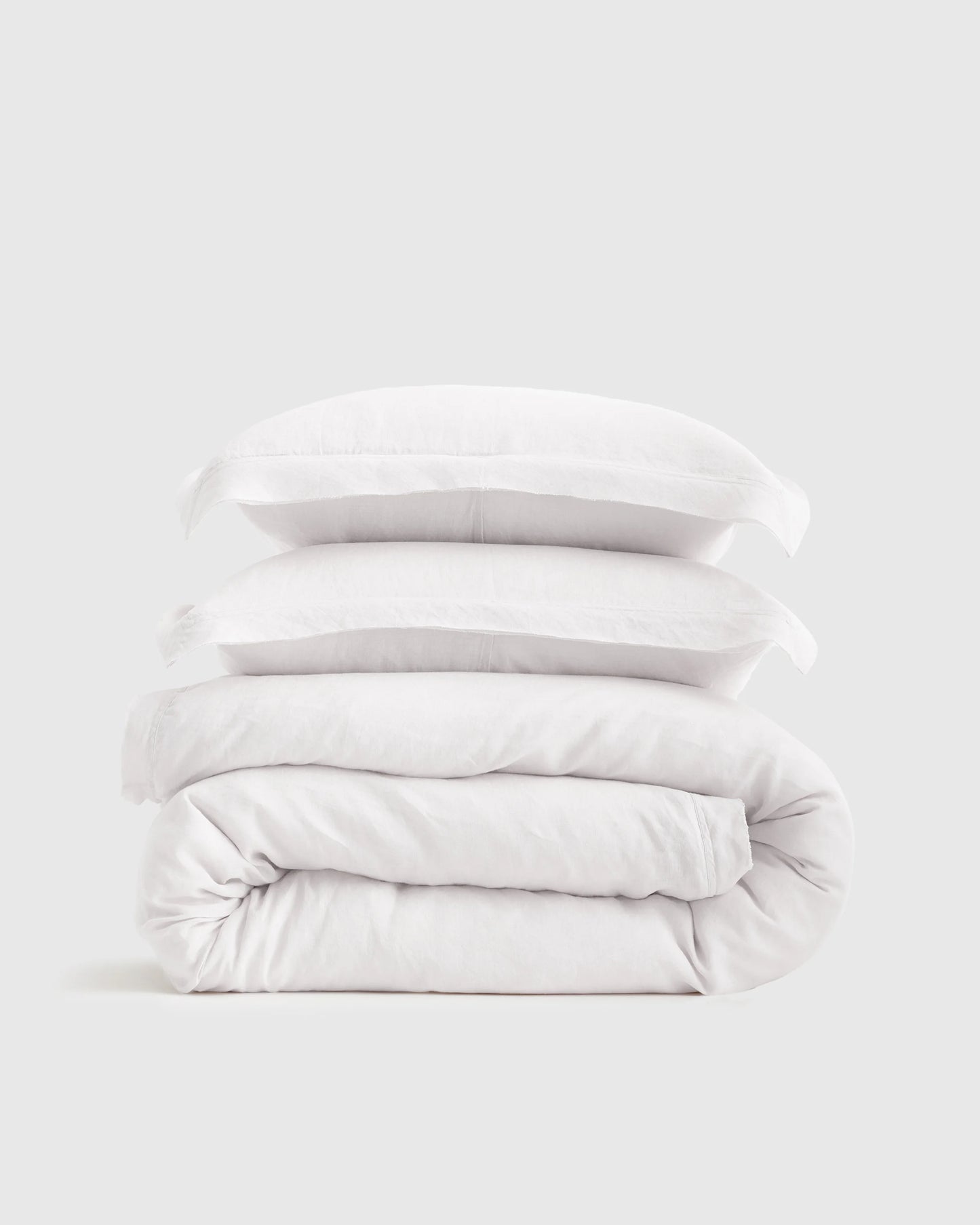 European Linen Double Flange Duvet Cover Set - Twin / Dusty Olive