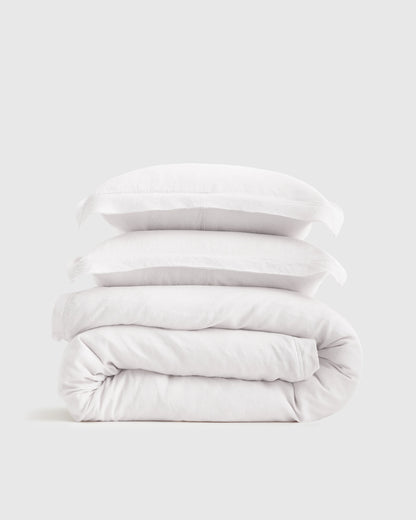 European Linen Double Flange Duvet Cover Set - Twin / Dusty Olive