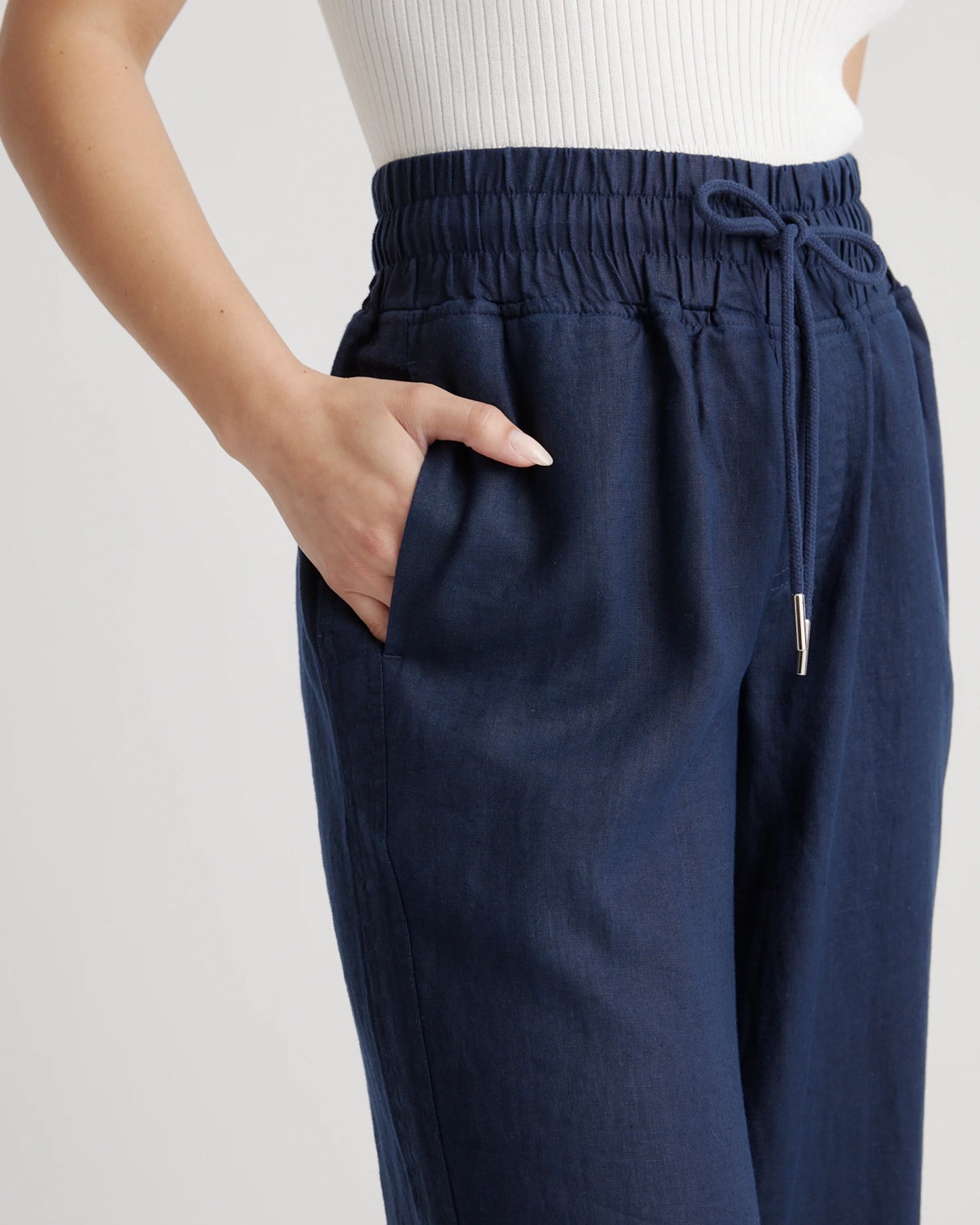 100% European Linen Wide Leg Pants - XS / Bayberry Olive