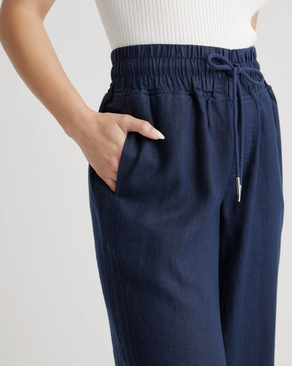 100% European Linen Wide Leg Pants - XS / Bayberry Olive