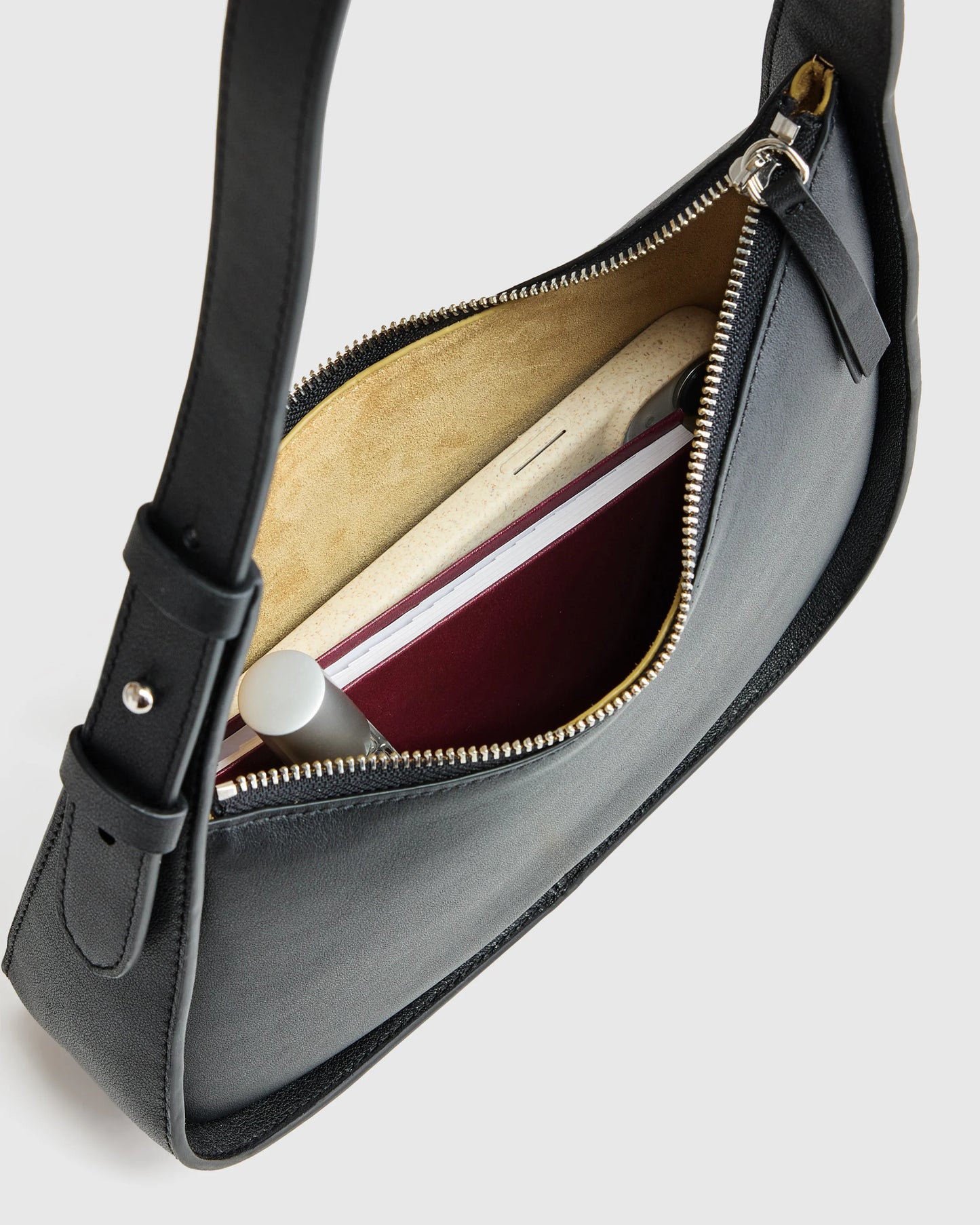 Italian Leather Asymmetrical Mini Shoulder Bag - One Size / Shell Pink