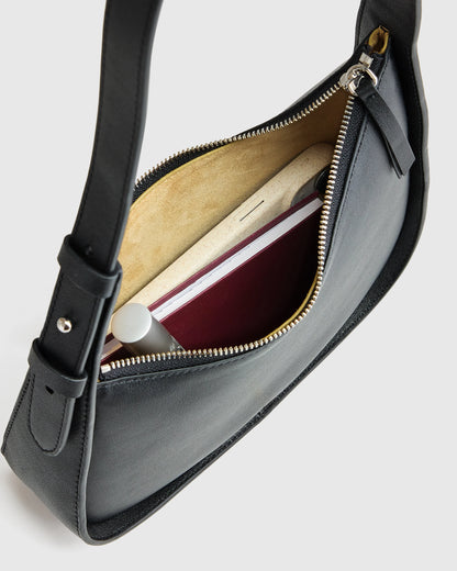 Italian Leather Asymmetrical Mini Shoulder Bag - One Size / Shell Pink