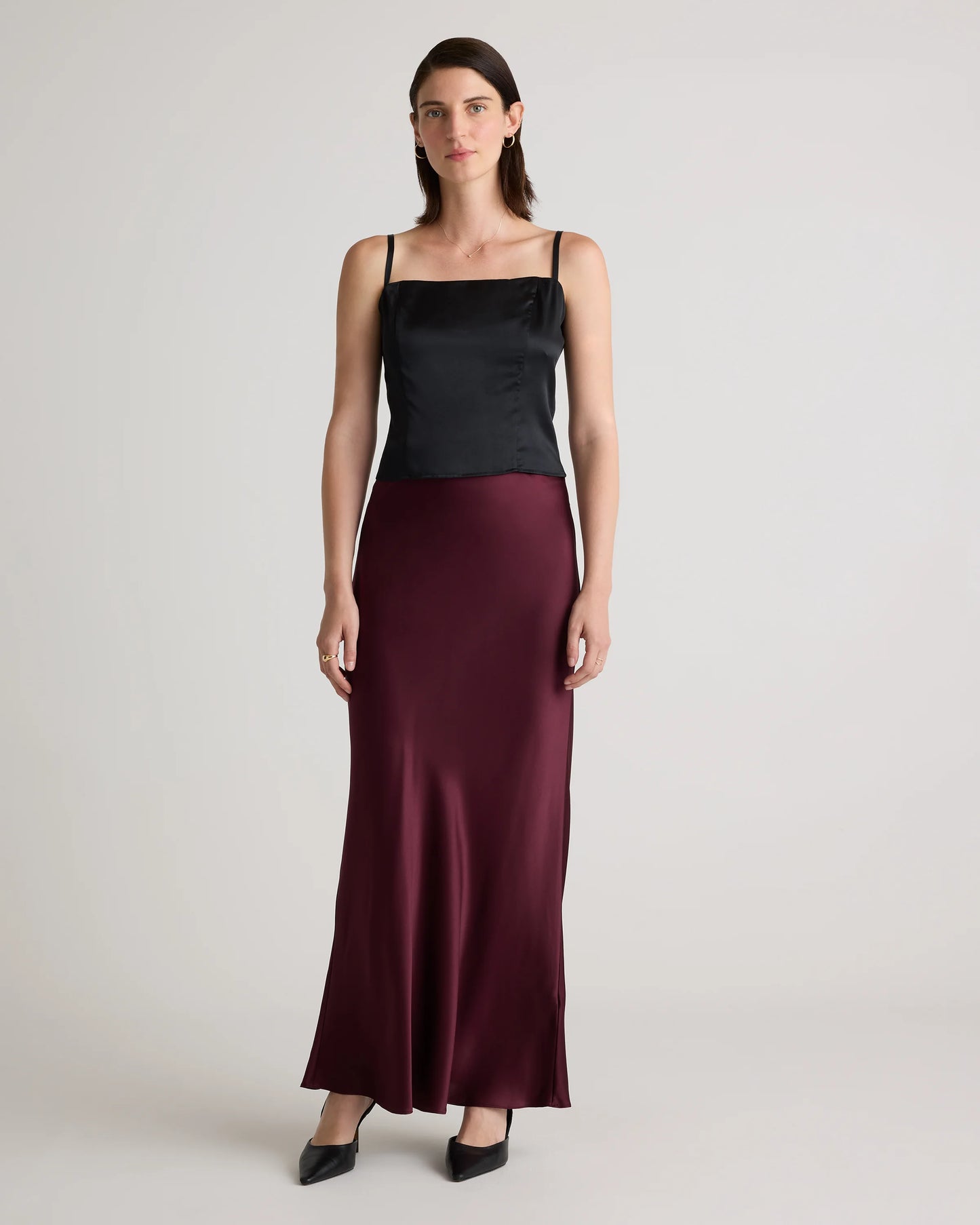 100% Washable Silk Maxi Skirt - XS / Navy