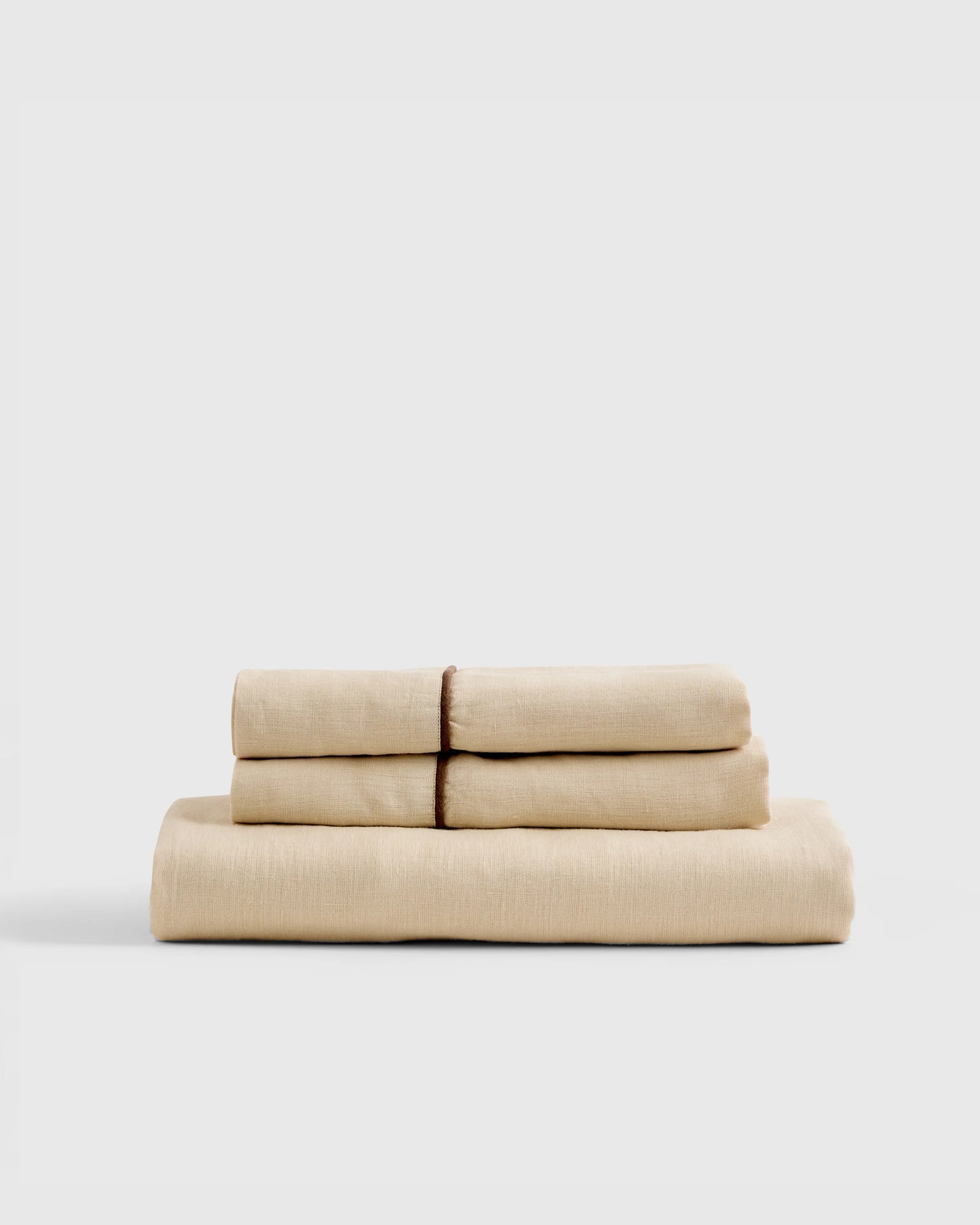 European Linen Piped Fitted Sheet Set - Twin / Mist/White