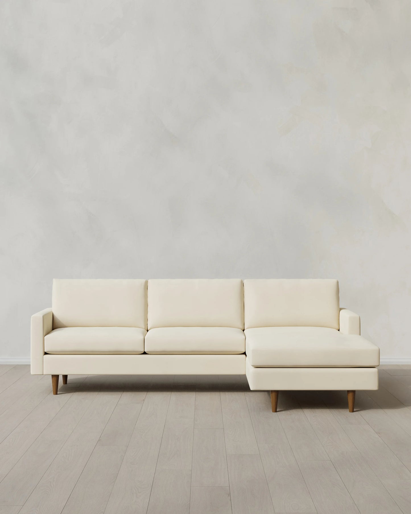 Atlas Midcentury Chaise Sectional in Performance Velvet - 106" Right Arm / Pine