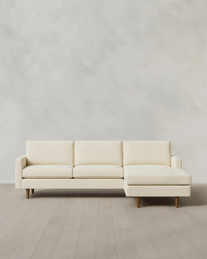 Atlas Midcentury Chaise Sectional in Performance Velvet - 106" Right Arm / Pine