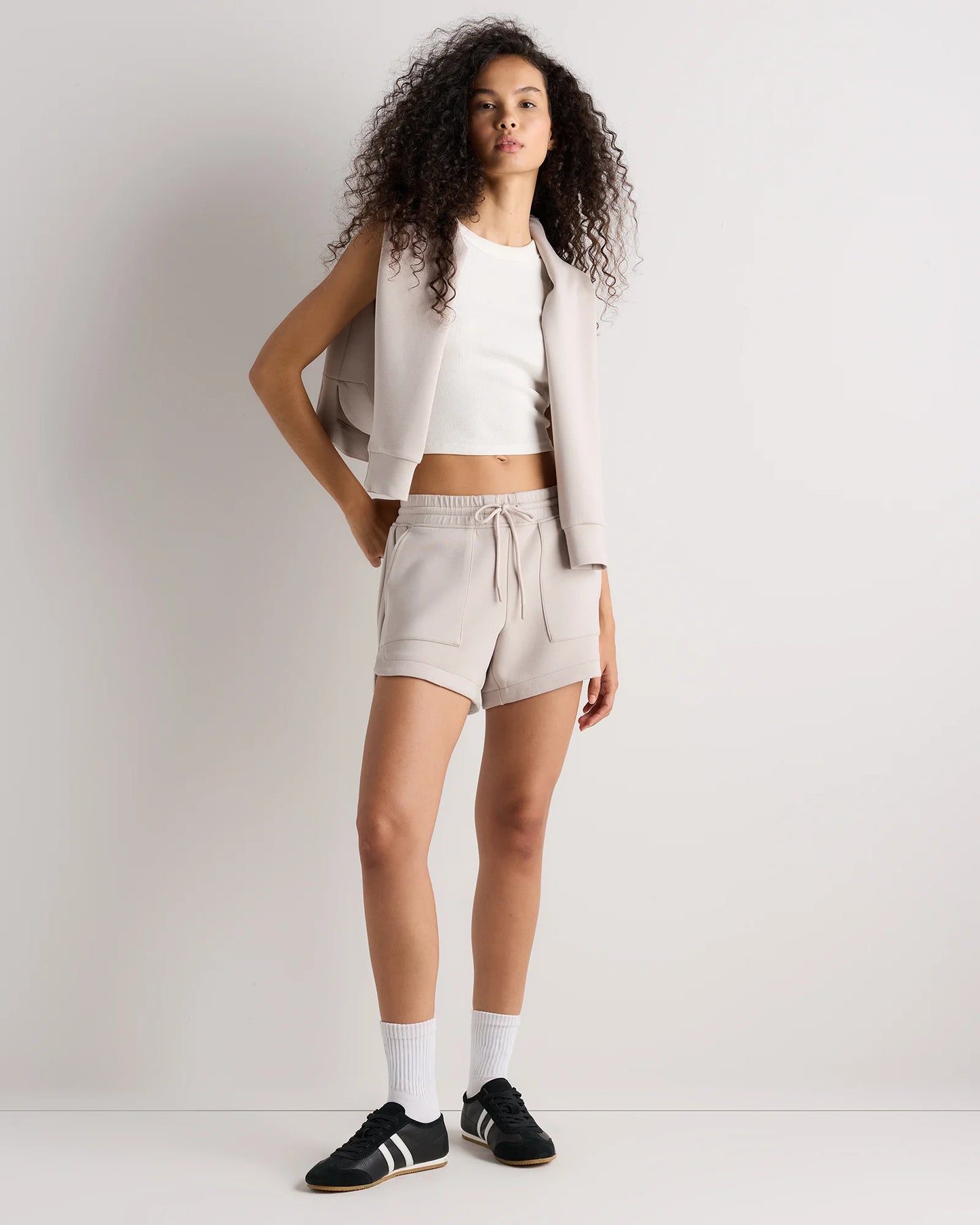 CloudComfort High-Rise Sweatshorts - XS / Pebble Beige