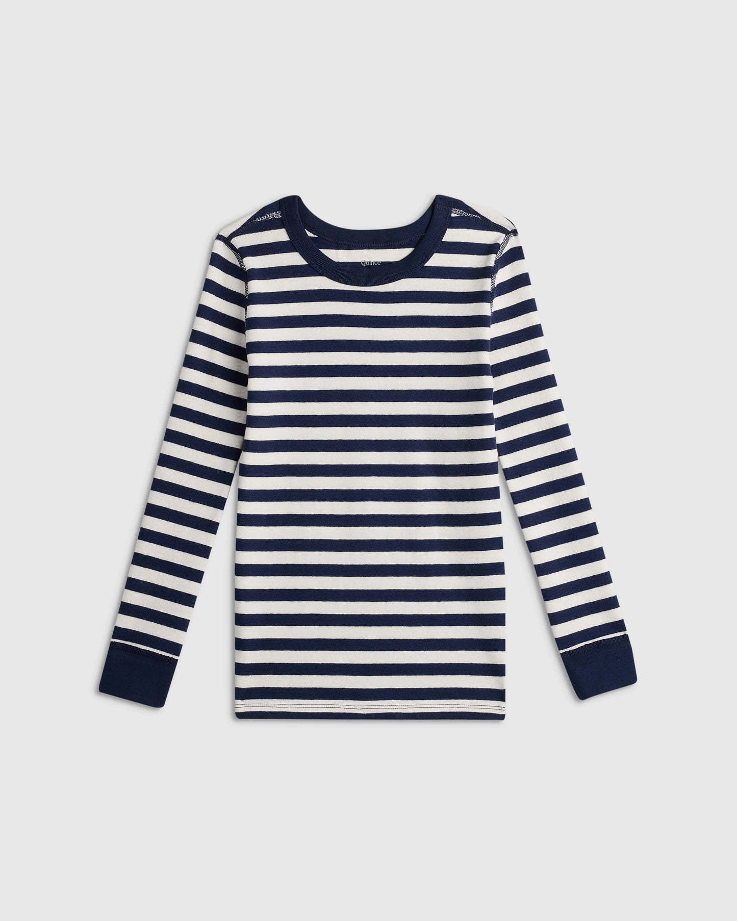100% Organic Cotton Long Sleeve and Pant Pajama Set - 6 / Navy Stripe
