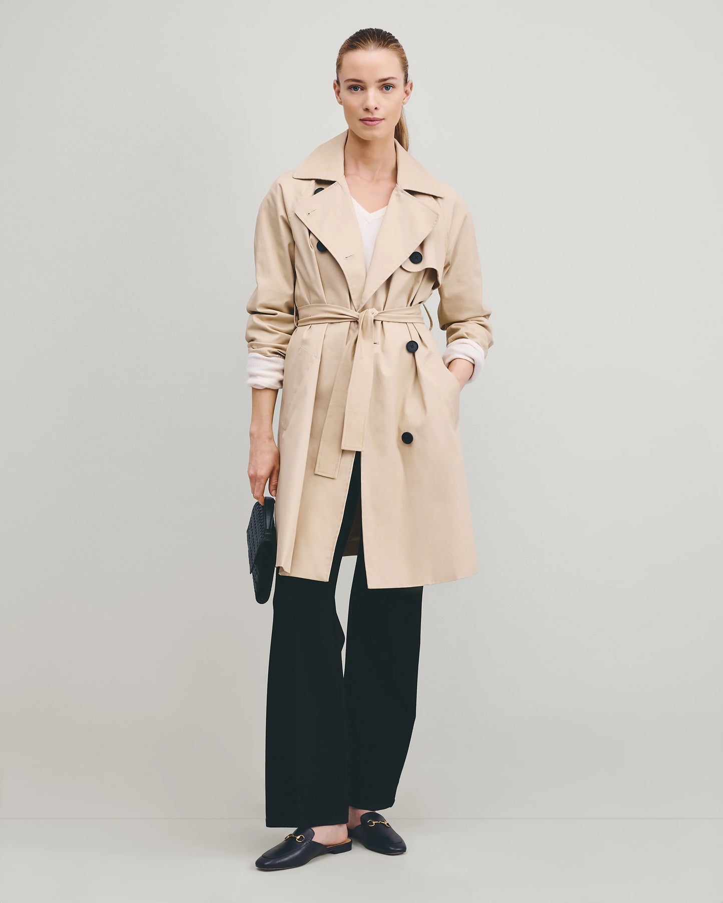 Comfort Stretch Trench Coat - XS / Navy