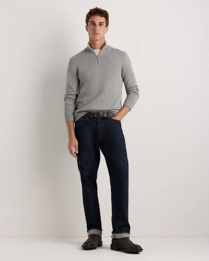 100% Organic Cotton Quarter-Zip Sweater - S / Moonstone Blue