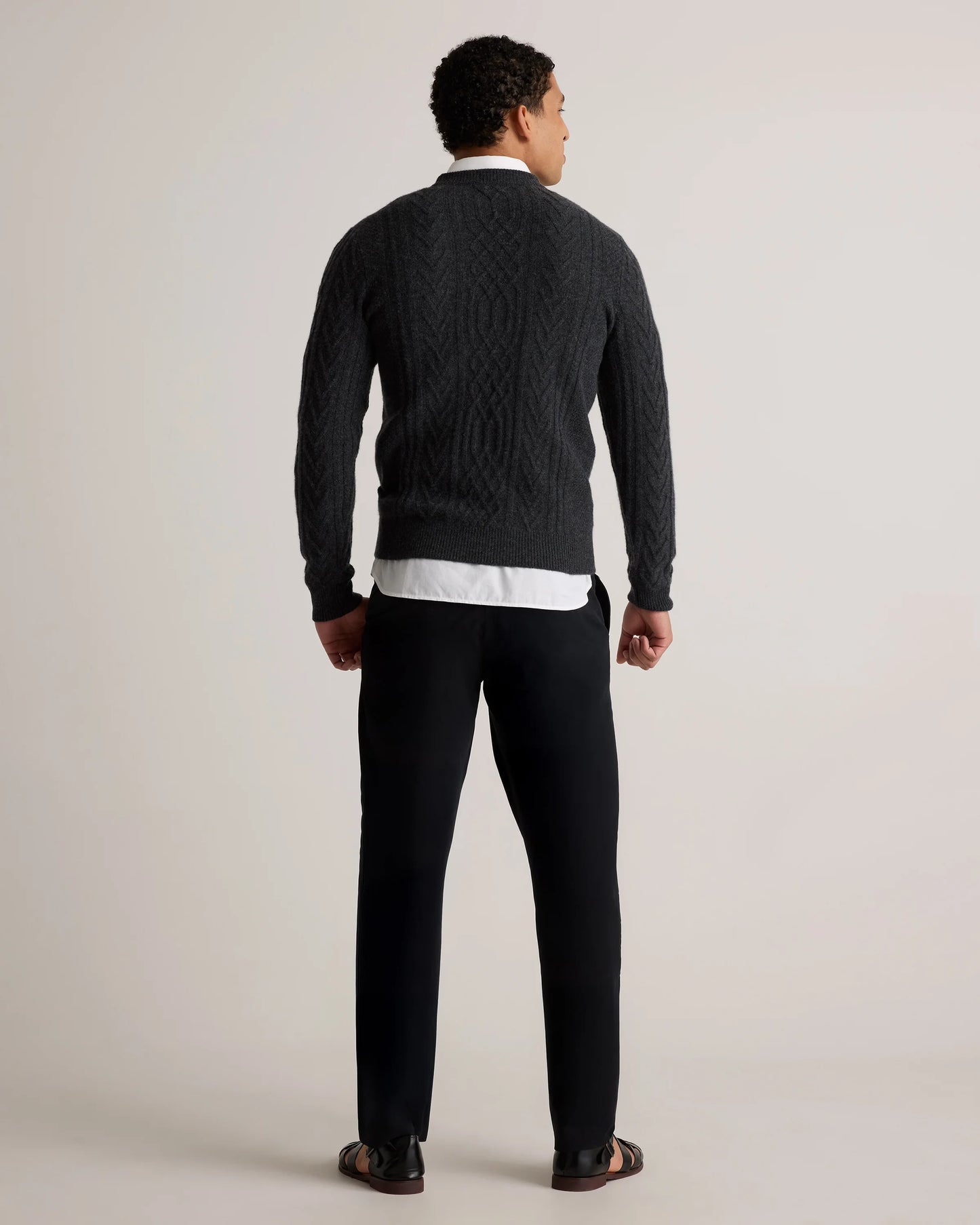 Mongolian Cashmere Cable Crewneck Sweater - S / True Navy