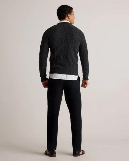 Mongolian Cashmere Cable Crewneck Sweater - S / True Navy
