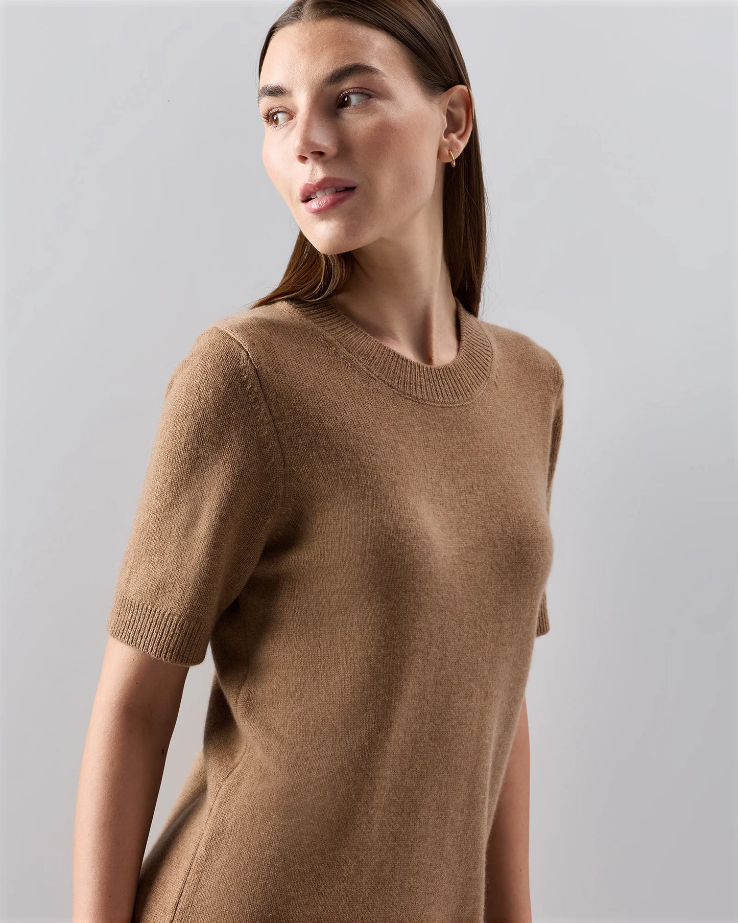 Mongolian Cashmere Short Sleeve Mini Dress - XS / Faded Denim