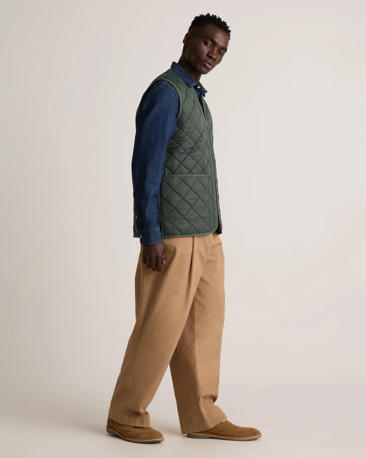 Featherless Quilted Fleece-Lined Liner Vest - S / Black