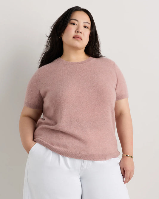 Mongolian Cashmere Tee - 1X / Heather Vintage Pink