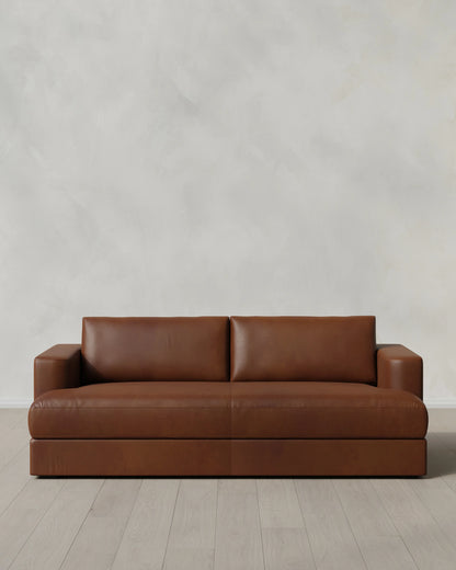 Sierra Curved Arm Sofa in Leather - 7ft / Auburn