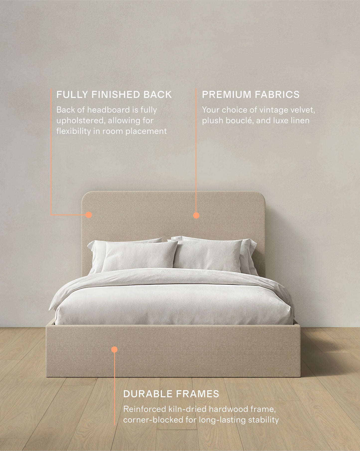 100% Linen Curved Bed - Full / Canvas