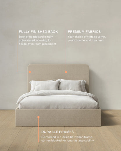 100% Linen Curved Bed - Full / Canvas