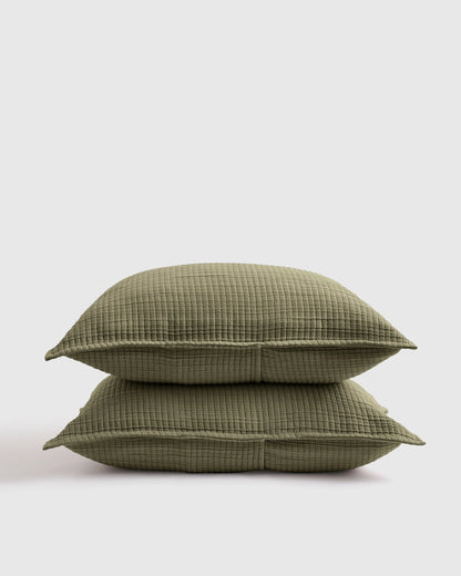 Organic Ribbed Cotton Shams - Standard / Toffee