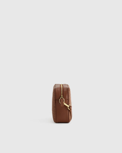 Italian Leather & Raffia Crossbody - One Size / Mocha