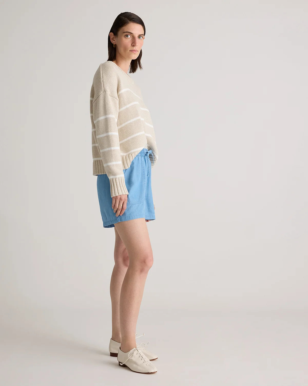 Pull-On Tencel Chambray Shorts - XS / Light Indigo