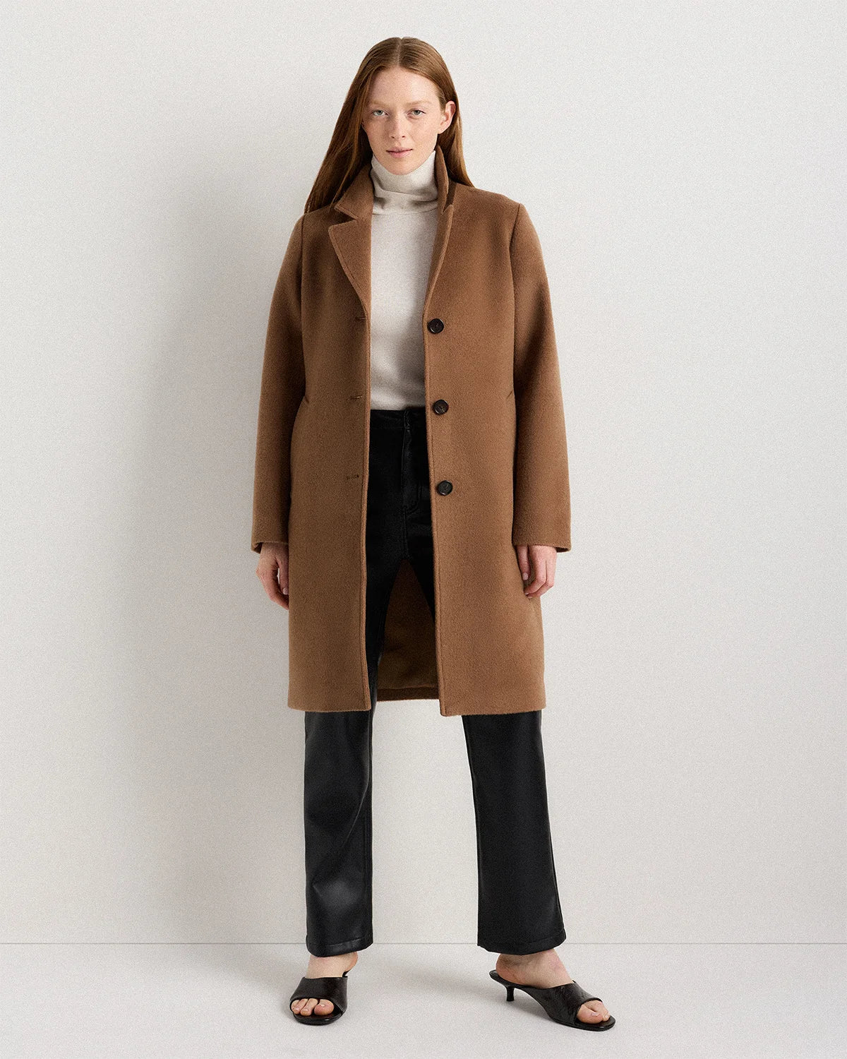 Camel Hair Single-Breasted Midi Coat - XS / Mocha Brown