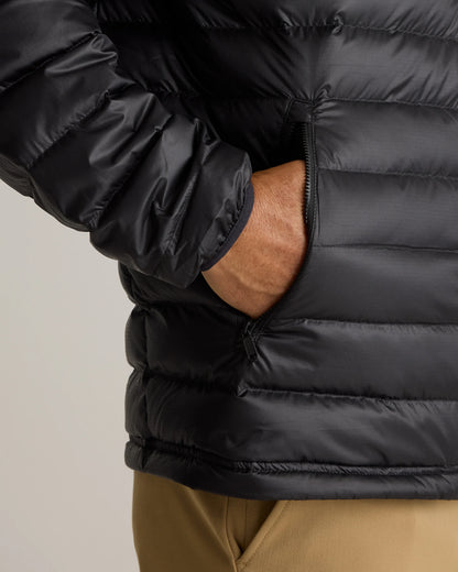 Lightweight Down Packable Puffer Hooded Jacket - S / Black