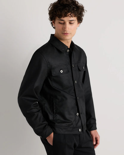 Organic Waxed Canvas Trucker Jacket - S / Black