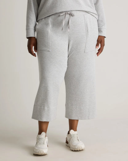 SuperSoft Fleece Cropped Wide Leg Pants - 1X / Heather Grey