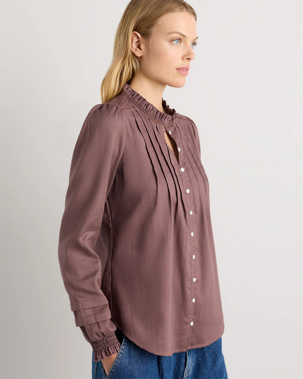 Organic Textured Cotton Peasant Blouse - XS / Pale Custard Yellow