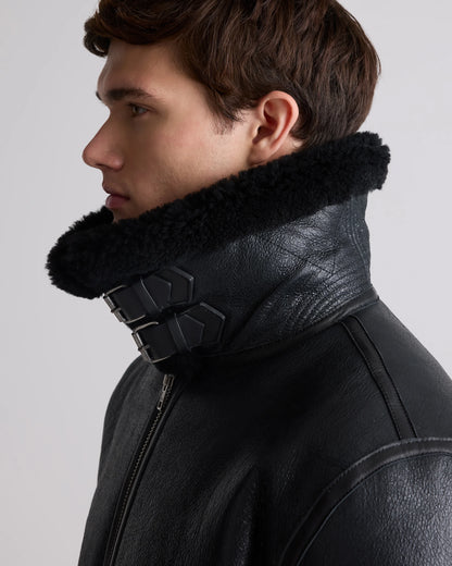 100% Shearling Bomber Jacket - S / Dark Brown