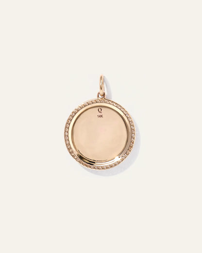 14K Gold Pave Zodiac Medallion Charm - One Size / Yellow Gold