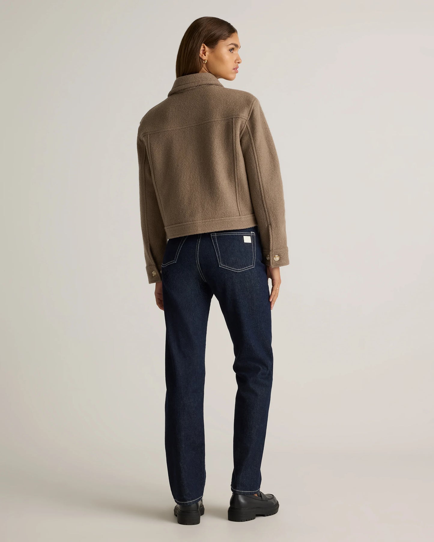 100% Merino Wool Cropped Shirt Jacket - XS / Mulled Wine