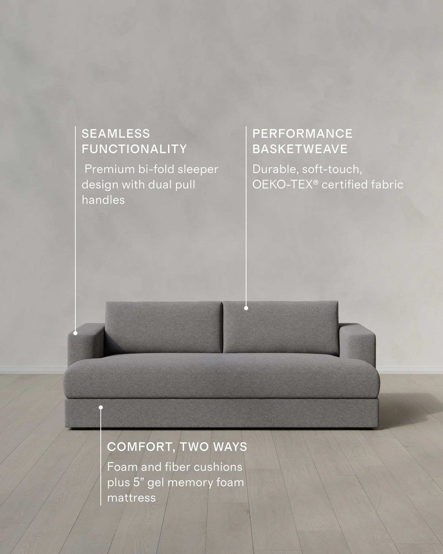 Sierra Curved Arm Sleeper Sofa in Performance Basketweave - One Size / Flax