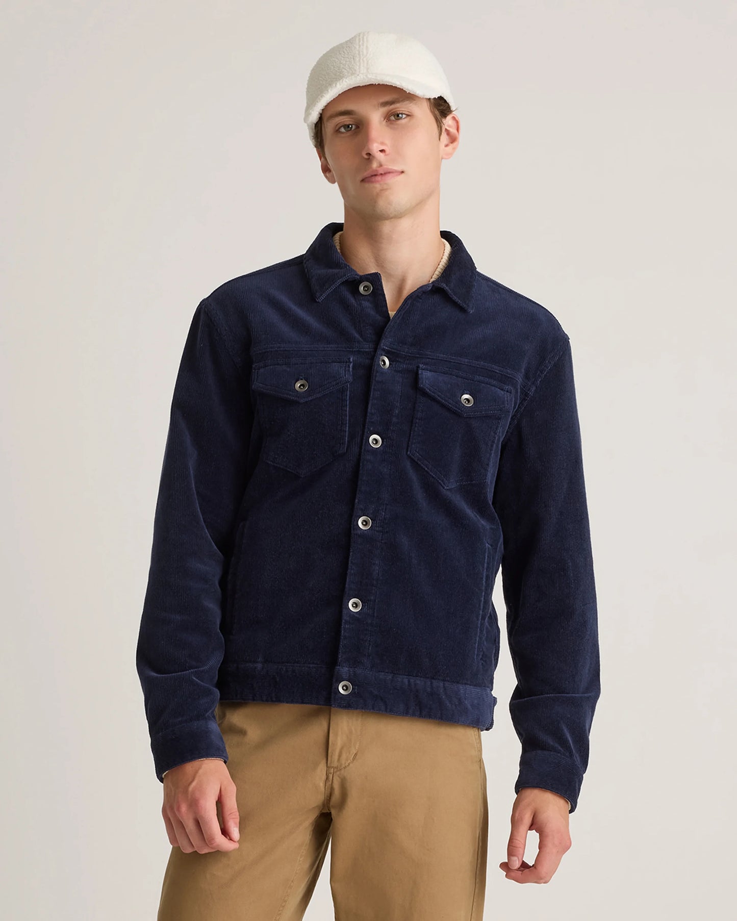 Organic Stretch Corduroy Trucker Jacket - S / Seaweed