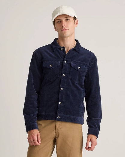 Organic Stretch Corduroy Trucker Jacket - S / Seaweed