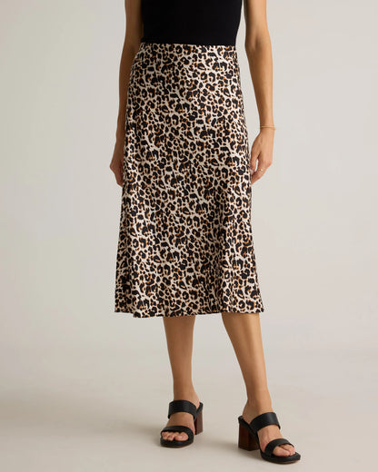100% Washable Silk Skirt - XS / Champagne