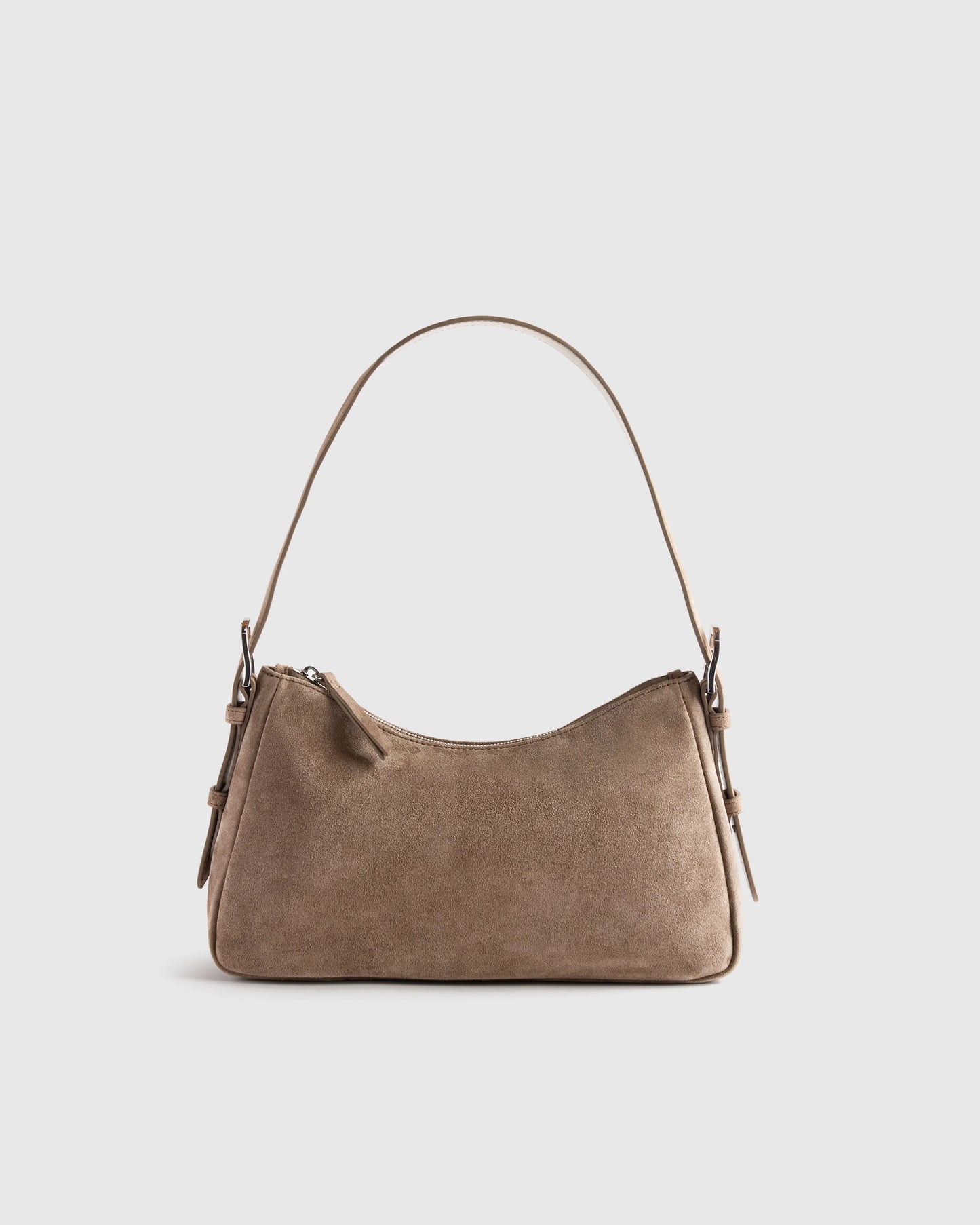 Italian Suede Small Shoulder Bag - One Size / Chocolate Brown