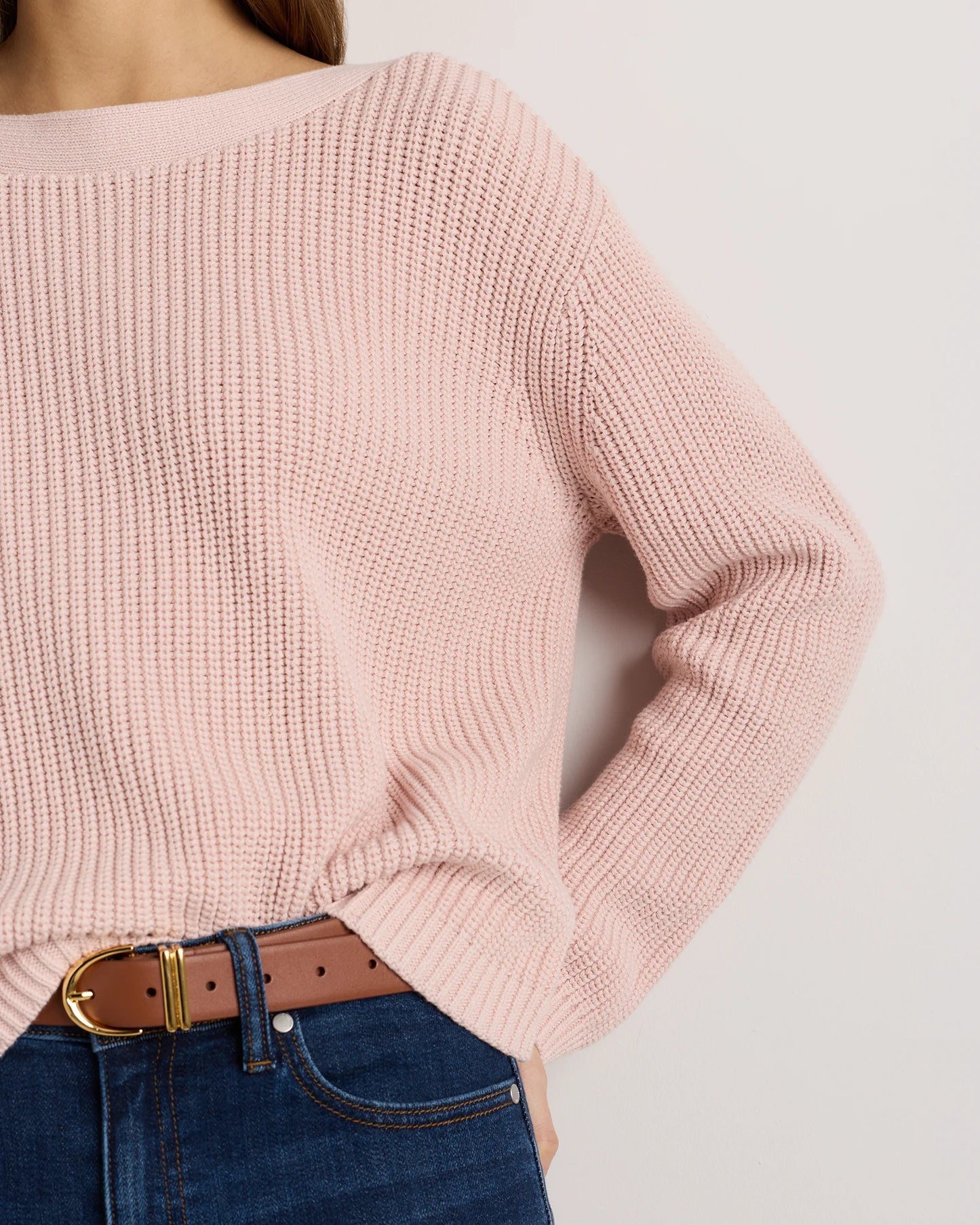 100% Organic Cotton Fisherman Boatneck Sweater - XS / Navy
