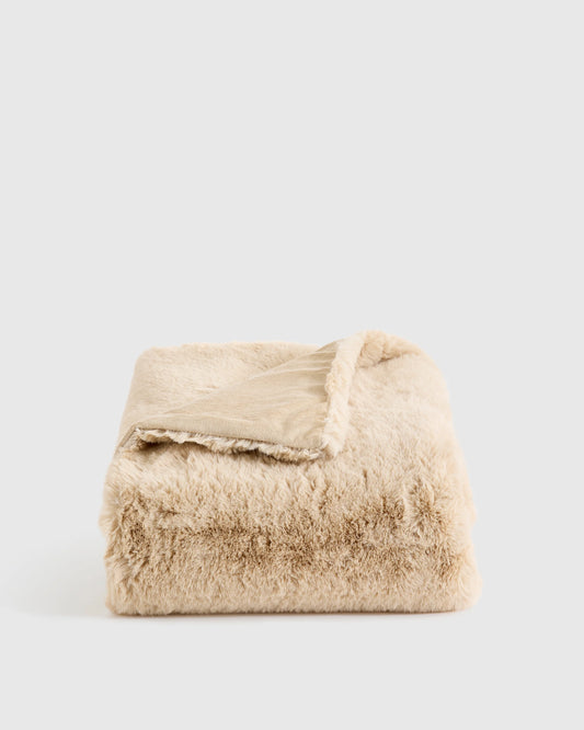 Luxury Faux Fur Throw - 50x60 / Champagne