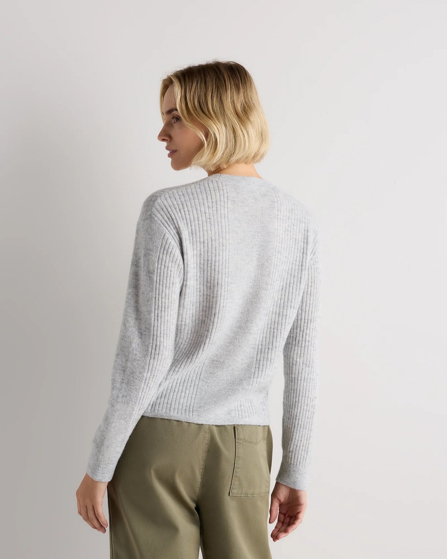 Lightweight Baby Alpaca Ribbed Crewneck - XS / Smoked Charcoal