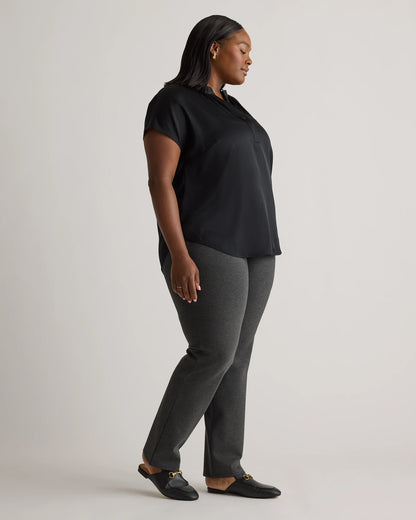 Washable Stretch Silk Dolman Sleeve Blouse - 1X / Black