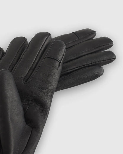 Cashmere Lined Leather Gloves - S / Black
