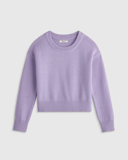 100% Organic Cotton Crewneck Sweater - 6 / Navy/White