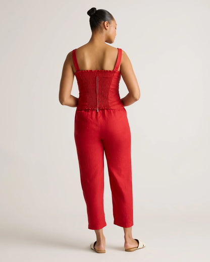 100% European Linen Fitted Tank - XS / Moonstone Blue