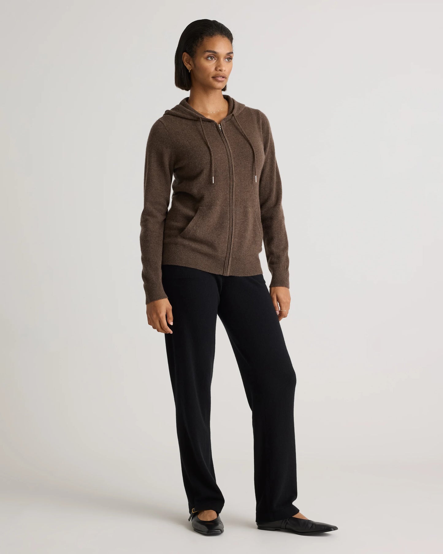 Mongolian Cashmere Full-Zip Hoodie - XS / Heather Grey
