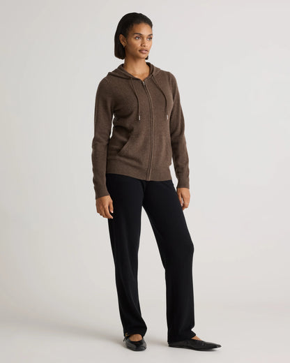 Mongolian Cashmere Full-Zip Hoodie - XS / Heather Grey