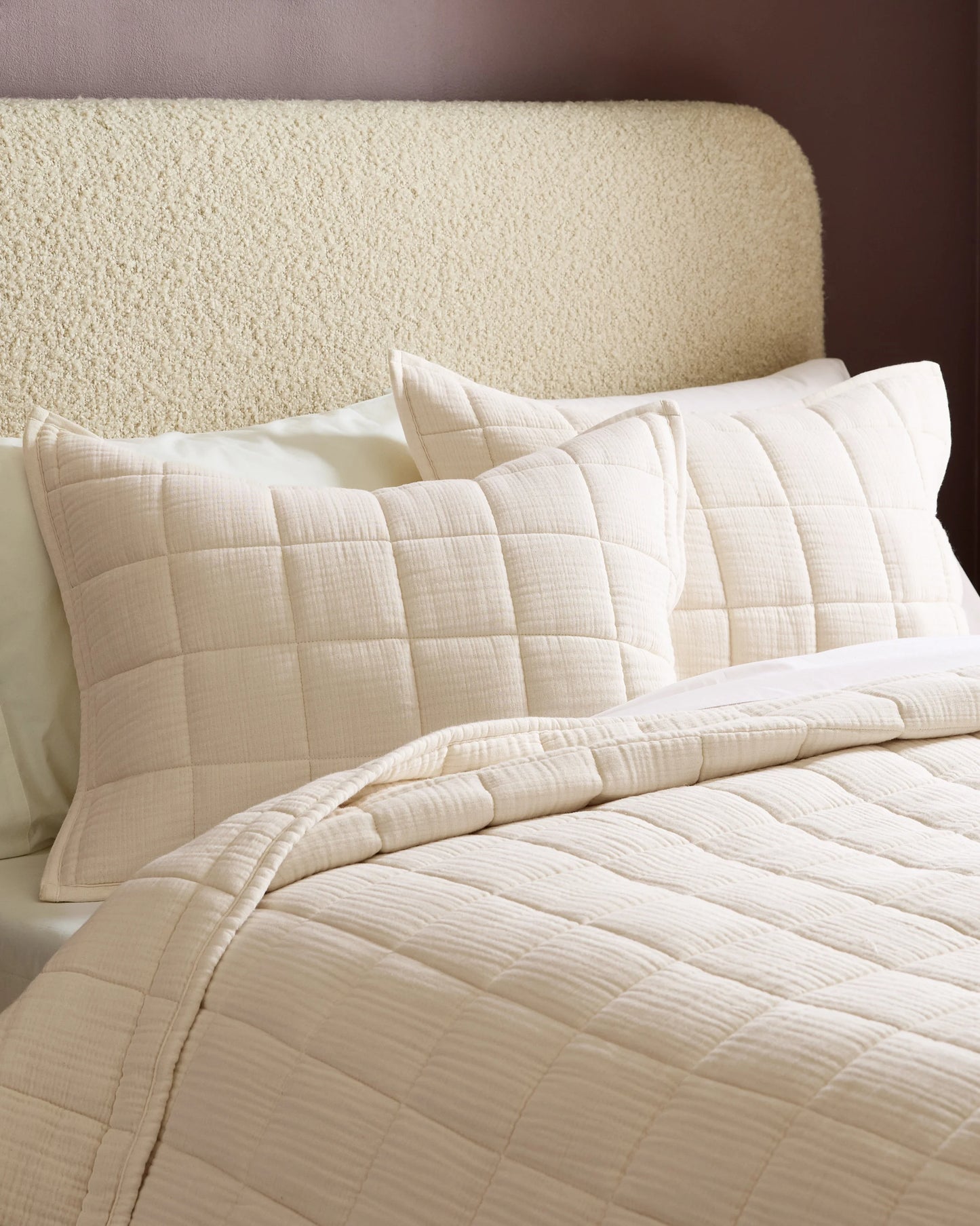 Organic Cotton Gauze Box Quilt Sham Set - Standard / Mineral
